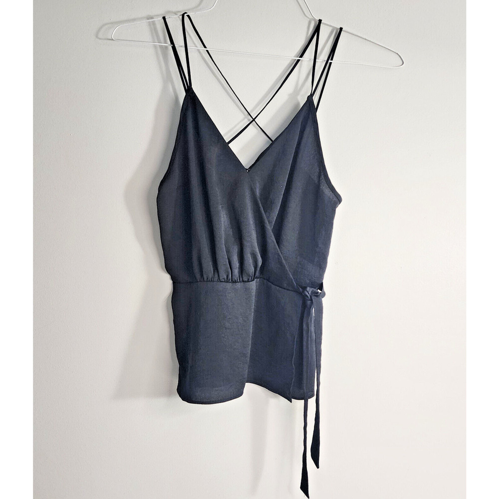 Express Camisole Black Faux Wrap V Neck Spaghetti Strap Women's Size XS‎